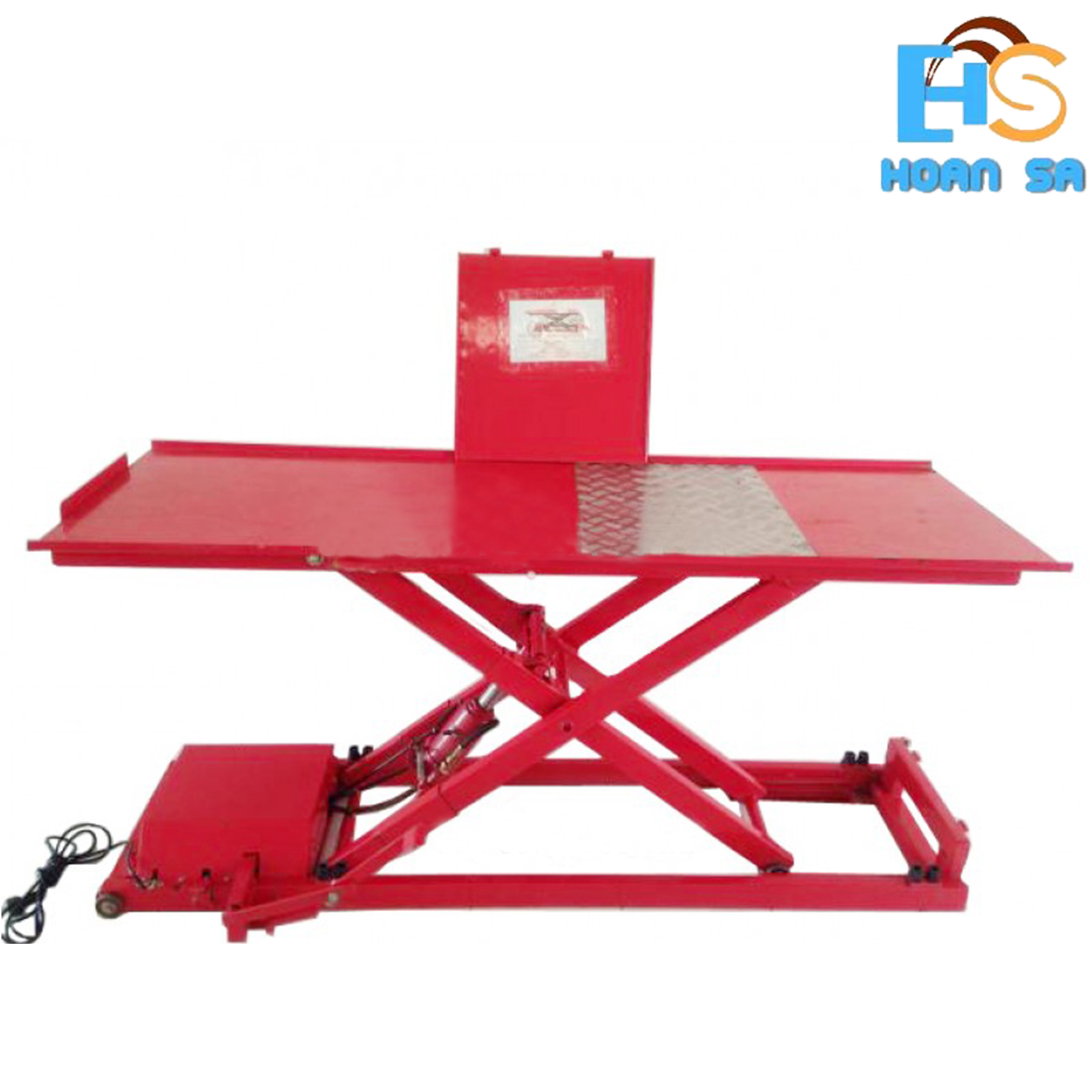 Bàn nâng xe máy cơ điện thủy lực G200 màu đỏ mặt bàn chống trượt