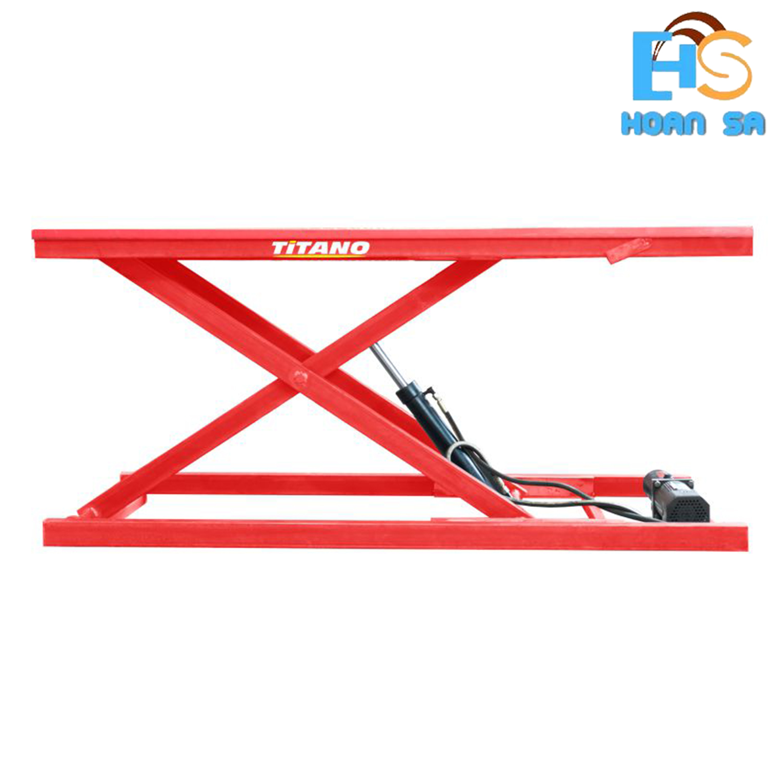 Cầu nâng xe máy Titano T200PRO khung cắt kéo màu đỏ nâng 180 kg