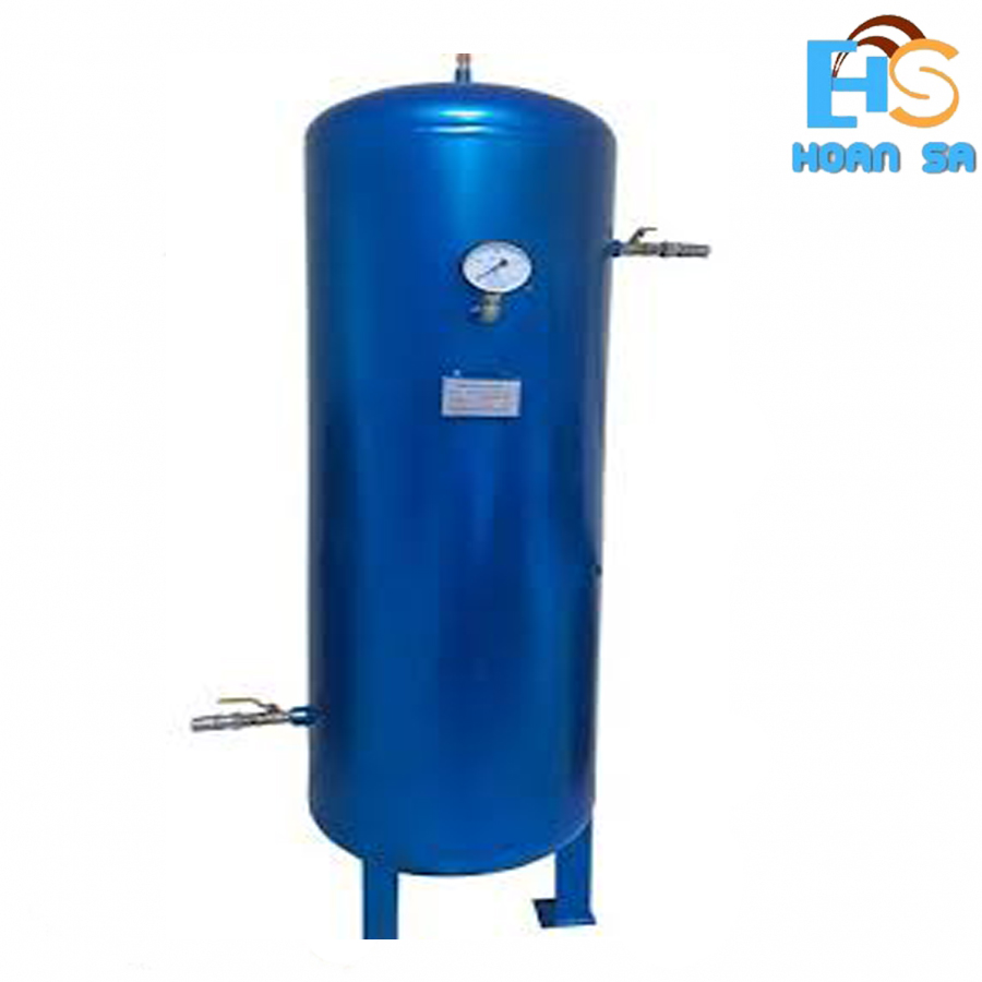 Bình tích khí nén 100 lít màu xanh có đồng hồ áp suất và van xả